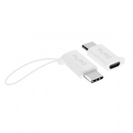 Puro Adattatore da Micro USB a USB C 2 0, 3A, 480Mbps con laccetto di Sicurezza Bianco