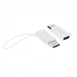 Puro Adattatore da Micro USB a USB C 2 0, 3A, 480Mbps con laccetto di Sicurezza Bianco