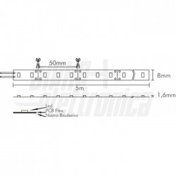 N LED B 5m 60L/m 3528 12V 4,8W/mRED IP20 
