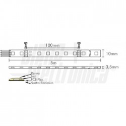 NASTRO 5M LED RGB 14,4W 24V RESINATO 72w