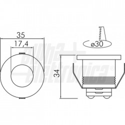 FARETTO LED 3W 700MA 4000K ROT 