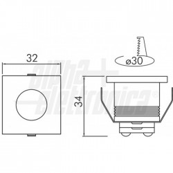 FARETTO LED 3W 700MA 3000K QUA 