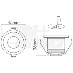 Faretto led 3W 700mA 3000K Rot  Alim inc 