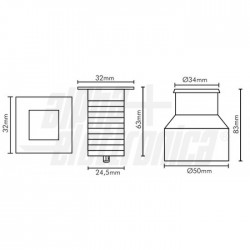 FARETTO INCAS LED 2W 24V 6000K 