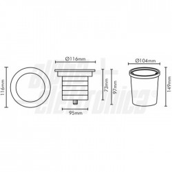 FARETTO INC 3LED 24VDC 6W IP67 