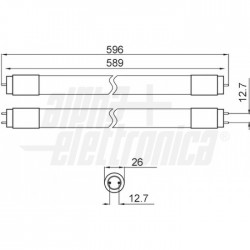 Tubo led vetro 60cm 230Vac 9W 4000K 
