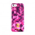 Puro Tpu Cover Iphone 5   army   Rosa Con Logo E Teschio Fluorescente