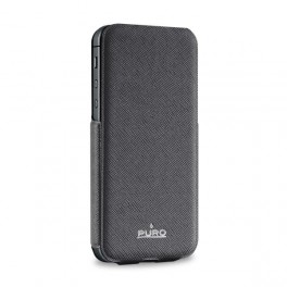 Puro Custodia Ultra Slim Con Flip Vert  Iphone 5 / 5s / SE Ecopelle Nero