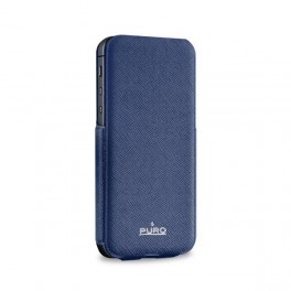 Puro Custodia Ultra Slim Con Flip Vert  Iphone 5 / 5s / SE Ecopelle Blu