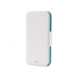 Puro Cust  Iphone 5 / 5s/SE    BI Color Wallet   3 Vani Ecopelle Bianco/azzurro