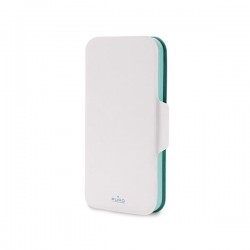 Puro Cust  Iphone 5 / 5s/SE    BI Color Wallet   3 Vani Ecopelle Bianco/azzurro