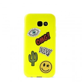 Puro Cover in TPU per Samsung Galaxy A3 2017 4 7   Patch Mania  con 5 Patch Inclusi Verde Lime