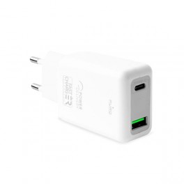 Puro Fast Charger Power Delivery Mini Carica Batterie da Viaggio 1 USB C+USB A, 30W, bianco