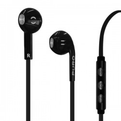 Puro Auricolare Stereo Core   Con Microfono + Tasto Risp + Clip Cavo Piatto Nero