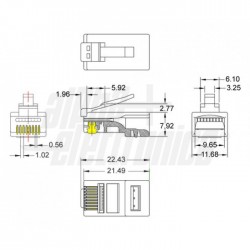 Conn RJ45 EZ pass  Cat 5e   BARATTOLO Spina modulare RJ45 8P8C Cat 5e passante   UTP