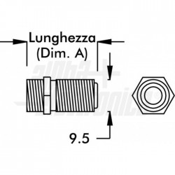 GIUNTO F/F FEMMINA FEMMINA Presa F a pannello passante lunghezza 20mm   con dado