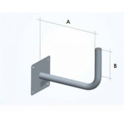 SUPPORTO A  MURO 90 GRADI  CM 28 X 17 piastra 250x250x4 mmzincatura a fuoco