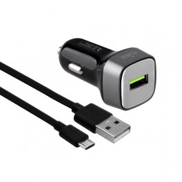 Puro Carica Batterie Da Auto Ricarica Rapida 2 4A + Cavo staccato Micro USB 12W Nero