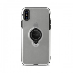Puro Cover PC+TPU,Mag Ring,per iPhone Xs Max 6 5  con anello 360°e placca met  integrata Trasparente