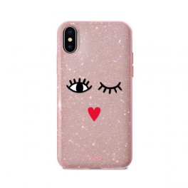 Puro Cover PC + TPU Shine  EYES  per iPhone X / Xs 5 8  Rose Gold