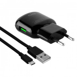 Puro Mini Carica Batterie Da Viaggio Ricarica Rapida 2 4A + Cavo staccato Micro USB 12W Nero