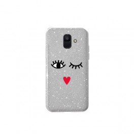 Puro Cover PC + TPU Shine  EYES  per Samsung A6 2018 5 6  Silver