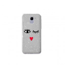 Puro Cover PC + TPU Shine  EYES  per Samsung J6 2018 5 6  Silver