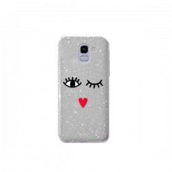 Puro Cover PC + TPU Shine  EYES  per Samsung J6 2018 5 6  Silver