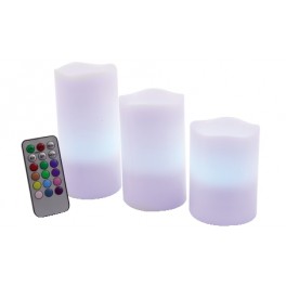 SET 3 CANDELE LED COLORI RGB 