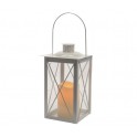 LANTERNA METALLO X ESTERNO 37cm 1LED CON CANDELA 1 LED BIANCO CALDO 37CM E TIMER A BATTERIA 