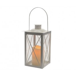 LANTERNA METALLO X ESTERNO 37cm 1LED CON CANDELA 1 LED BIANCO CALDO 37CM E TIMER A BATTERIA 