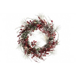 LED pinegreen wreath w berrieswith snow finishbattery holder to bulb: 30cmexcl : 2x AA batteriesworking hours: approx  72 ho