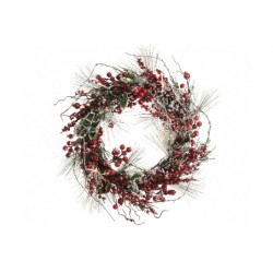 LED pinegreen wreath w berrieswith snow finishbattery holder to bulb: 30cmexcl : 2x AA batteriesworking hours: approx  72 ho