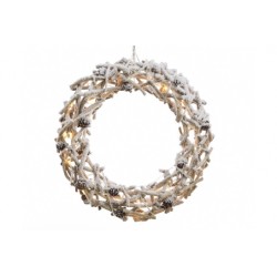 LED rattan snow wreath indoornature brown rattan with snowtransparant cable   IP20 transformerlead cable: 1 5mnon replaceabl