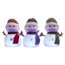 PUPAZZO NEVE LED PVC BLU U INT  18CM 3COLORI ASS 