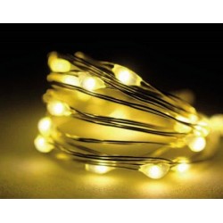 CATENA 20 MICROLED 95CM B CALDO CON TIMER CAVO SILVER A BATTERIA USO INTERNO