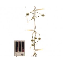 CATENA 20 LED CON PERLE 120CM ORO