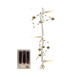 CATENA 20 LED CON PERLE 120CM ORO