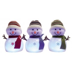 PUPAZZO NEVE LED PVC BLU U INT  18CM 3COLORI ASS 