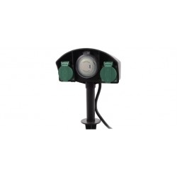 SPUNTONE DA GIARDINO 2 PRESE + TIMER IP44 H  38CM NERO