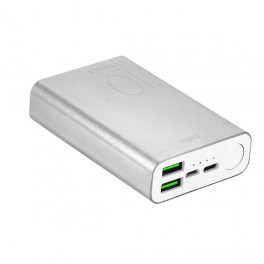 Puro Batteria Esterna Fast Charger Compact in alluminio 10000mAh 2USBA+1USB C 15W Li Poly, Silver