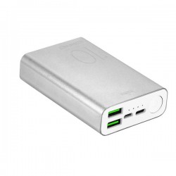Puro Batteria Esterna Fast Charger Compact in alluminio 10000mAh 2USBA+1USB C 15W Li Poly, Silver