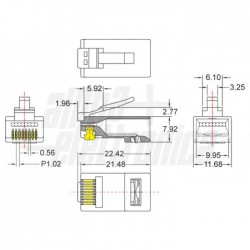 CONNETTORE  RJ45 EZ pass  Cat 6   BARATT Spina RJ45 8P8C Cat 6 passante   UTP