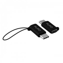 Puro Adattatore da Micro USB a USB C 2 0, 3A, 480Mbps con laccetto di Sicurezza Nero