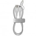 Puro Cavo 2 in 1 in Tessuto Micro + Lighting Cetificato Apple MFI 1mt Silver