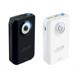 Puro Batteria Esterna Fast Charger Universale 9000mAh, 2USB, Output 2 4A, Li Ion con Torcia Nero