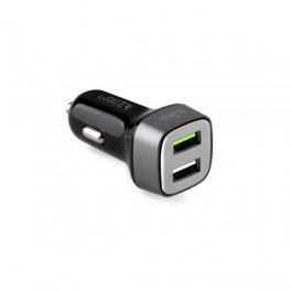 Puro Mini Carica Batt Da Auto Fast Charger Compact 2 Usb 2 4 A Con Led Quadrato Nero