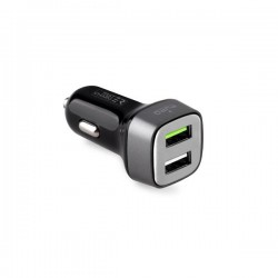 Puro Mini Carica Batt Da Auto Fast Charger Compact 2 Usb 2 4 A Con Led Quadrato Nero