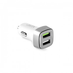 Puro Mini Carica Batt Da Auto Fast Charger Compact 2 Usb 2 4 A Con Led Quadrato Bianco