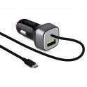 Puro Carica Batt Da Auto Fast Charger Compact 1USb 2 4A con Cavo Micro Dedicato Nero